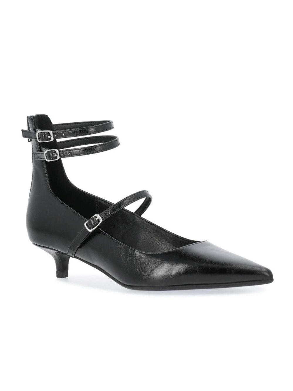 Scoop Black Mary Jane Kitten Heels Pointed Toe Double Strap Size 9 - Picture 4 of 12